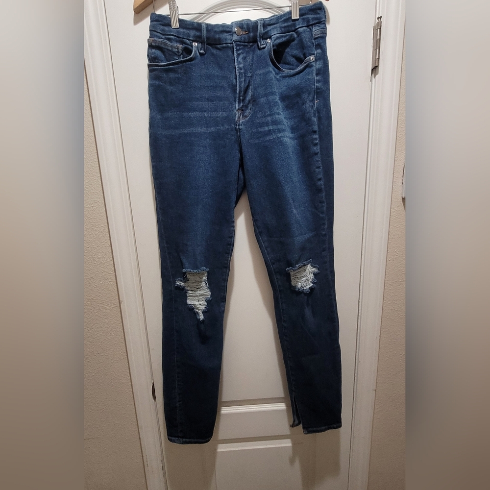 Good American Good Waist High Rise Crop Jeans Size 12 EUC